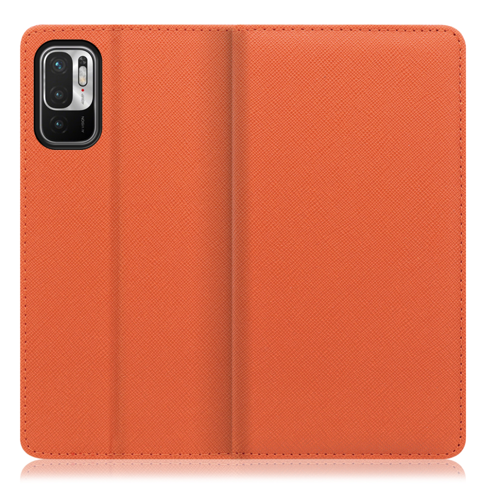 LOOF Casual Xiaomi Redmi Note 10T / Xiaomi Redmi Note 10 JE / XIG02 用 [オレンジ] シンプル 手帳型ケース カード収納 幅広ポケット ベルトなし