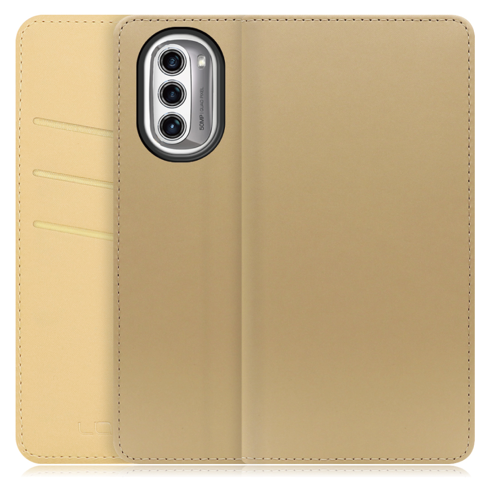 LOOF SKIN Series moto g52j 5G / moto g52j 5G II 用  [ゴールド] ケース カバー 手帳型ケース スマホケース ブック型 手帳型カバー カードポケット カード収納