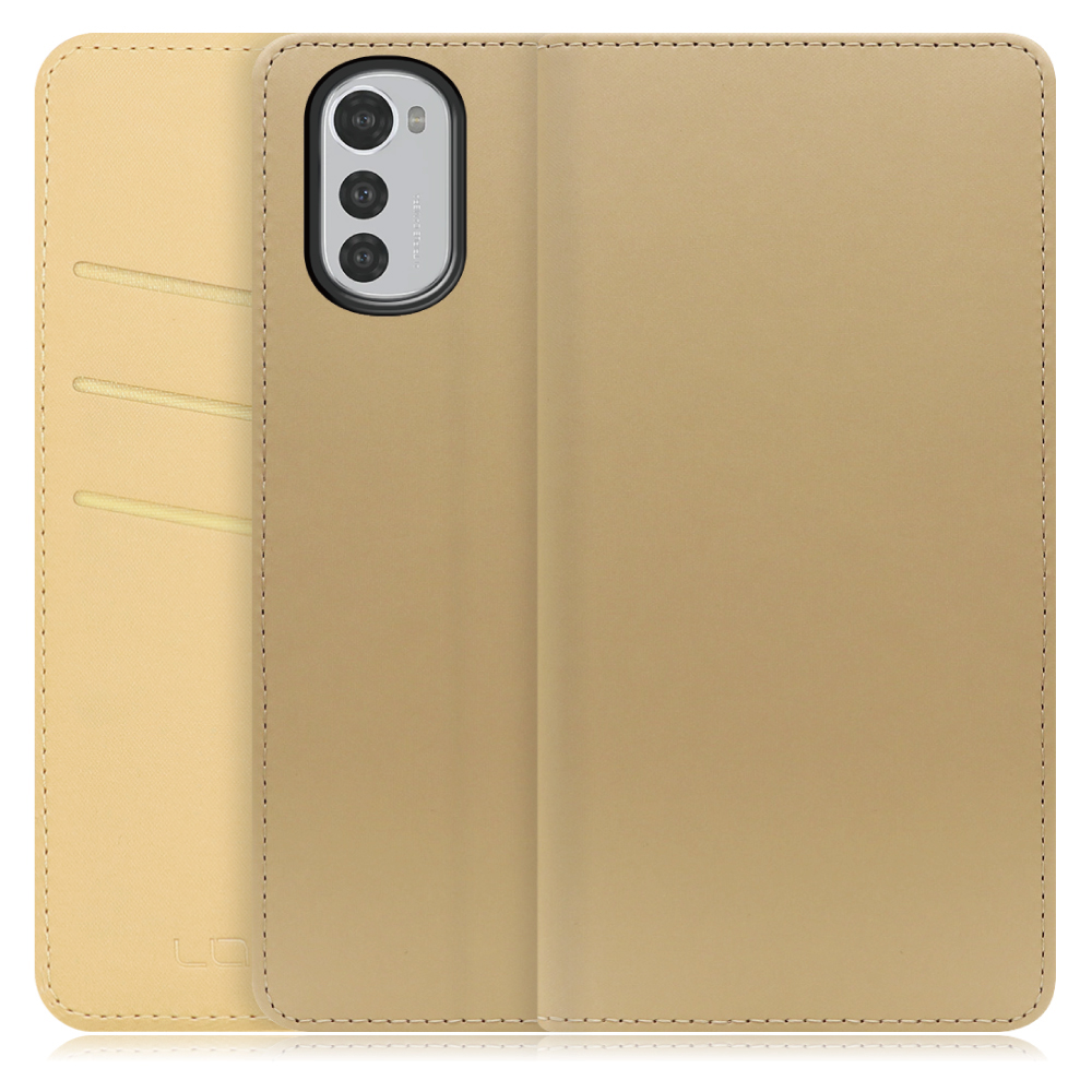 LOOF SKIN Series moto e32s 用  [ゴールド] ケース カバー 手帳型ケース スマホケース ブック型 手帳型カバー カードポケット カード収納