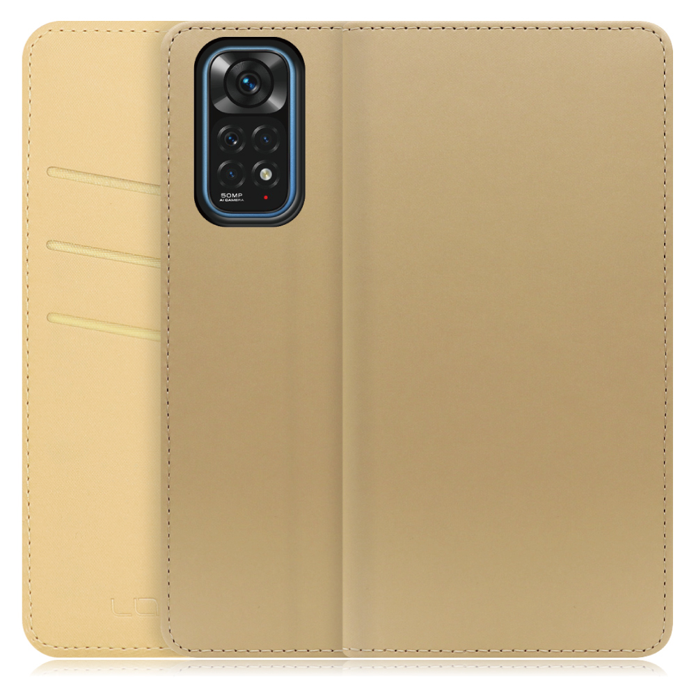 LOOF SKIN Series Xiaomi Redmi Note 11 用  [ゴールド] ケース カバー 手帳型ケース スマホケース ブック型 手帳型カバー カードポケット カード収納