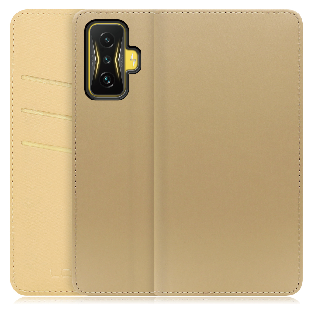 LOOF SKIN Series Xiaomi POCO F4 GT 用  [ゴールド] ケース カバー 手帳型ケース スマホケース ブック型 手帳型カバー カードポケット カード収納