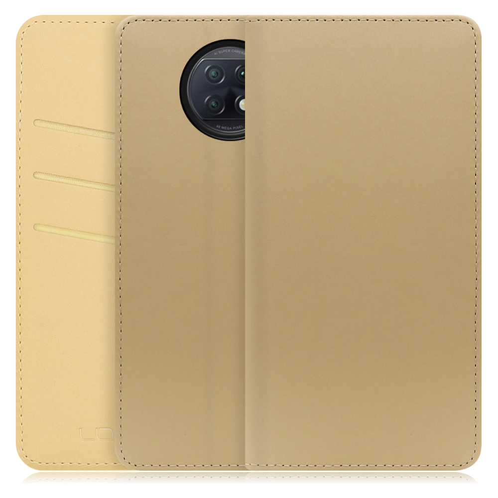 LOOF SKIN Series Xiaomi Redmi Note 9T 用  [ゴールド] ケース カバー 手帳型ケース スマホケース ブック型 手帳型カバー カードポケット カード収納
