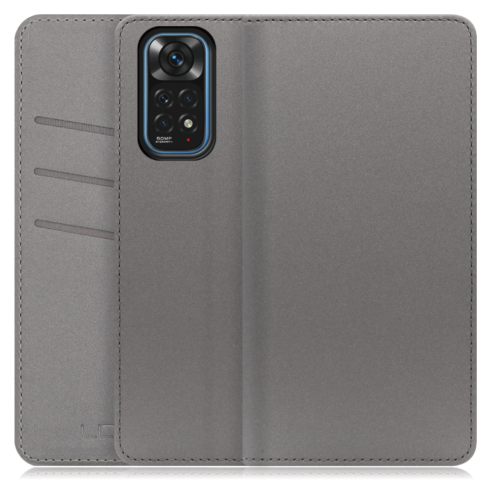 LOOF SKIN Series Xiaomi Redmi Note 11 用  [グレー] ケース カバー 手帳型ケース スマホケース ブック型 手帳型カバー カードポケット カード収納