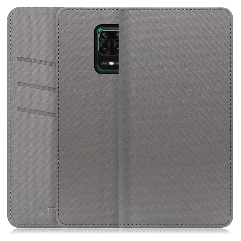 LOOF SKIN Series Xiaomi Redmi Note 9S 用  [グレー] ケース カバー 手帳型ケース スマホケース ブック型 手帳型カバー カードポケット カード収納