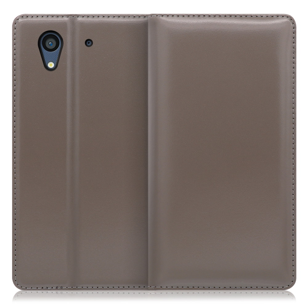 LOOF Simplle FUJITSU arrows NX F-01K 用 [グレー]本革 マグネット不使用 手帳型ケース カード収納 幅広ポケット ベルトなし