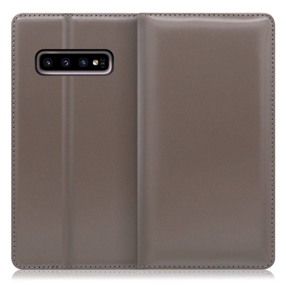 LOOF Simplle Galaxy S10 / SC-03L / SCV41 用 [グレー]本革 マグネット不使用 手帳型ケース カード収納 幅広ポケット ベルトなし