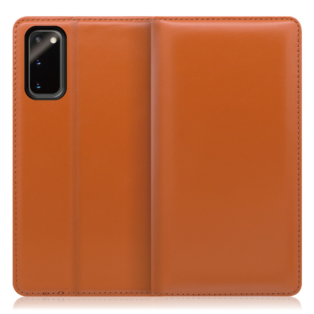 LOOF Simplle Galaxy S20 5G / SC-51A / SCG01 用 [オレンジ]本革 マグネット不使用 手帳型ケース カード収納 幅広ポケット ベルトなし