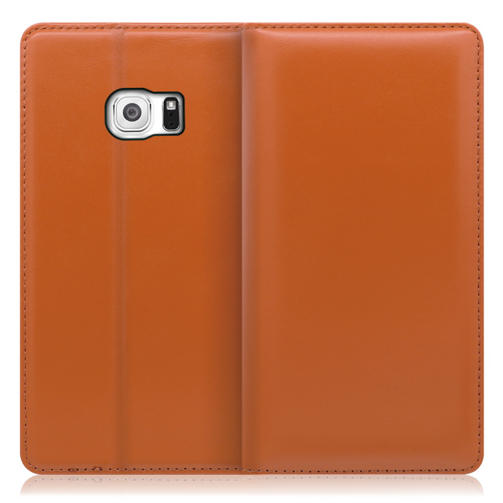 LOOF Simplle Galaxy S6 / SC-05G 用 [オレンジ]本革 マグネット不使用 手帳型ケース カード収納 幅広ポケット ベルトなし