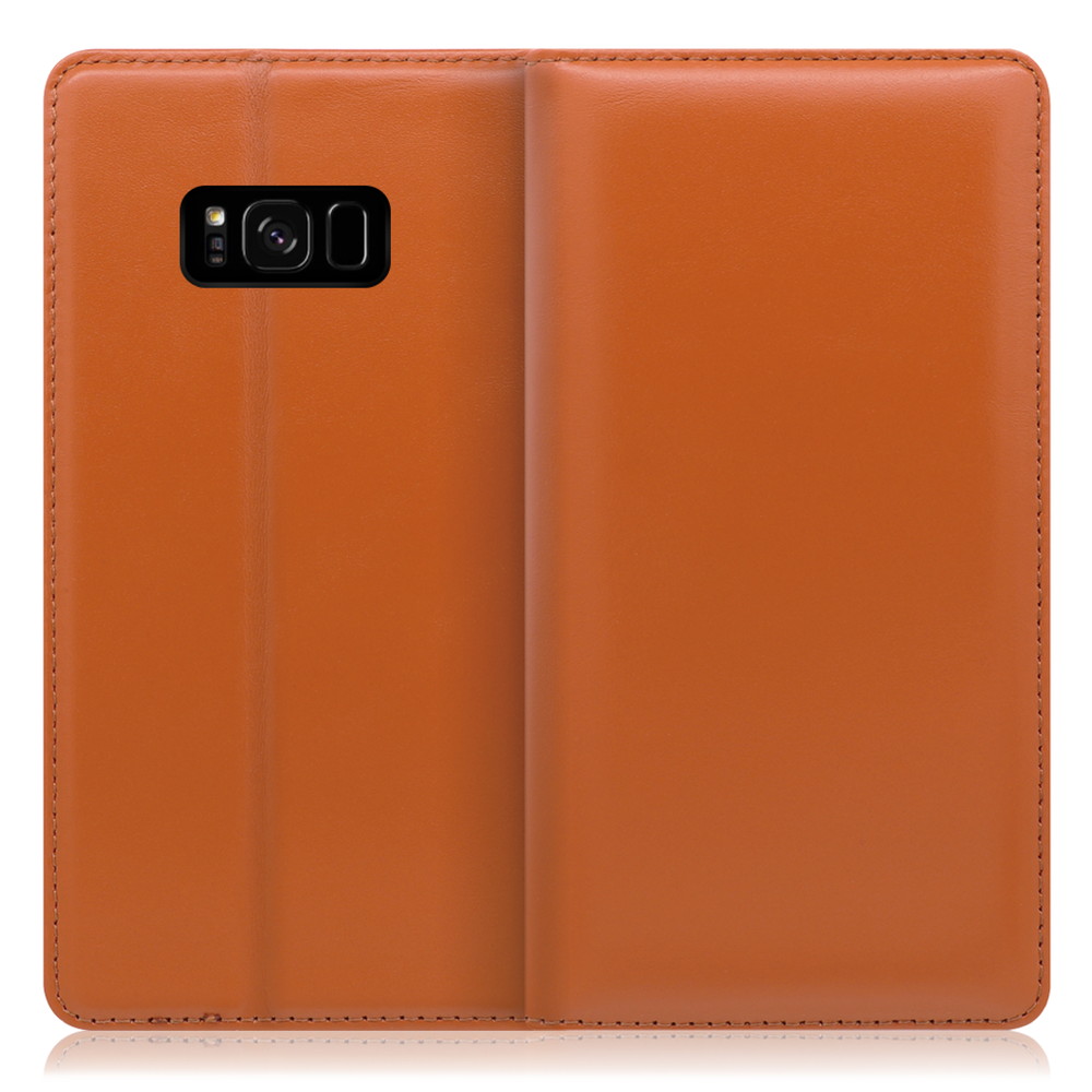 LOOF Simplle Galaxy S8+ / SC-03J / SCV35 用 [オレンジ]本革 マグネット不使用 手帳型ケース カード収納 幅広ポケット ベルトなし
