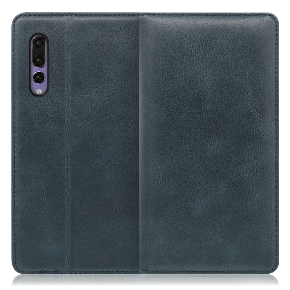 LOOF Simplle HUAWEI P20 Pro 用 [テールグリーン]本革 マグネット不使用 手帳型ケース カード収納 幅広ポケット ベルトなし