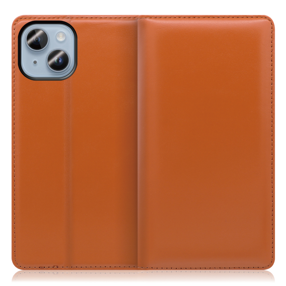 LOOF Simplle Series iPhone 14 Plus 用 [オレンジ]本革 マグネット不使用 手帳型ケース カード収納 幅広ポケット ベルトなし