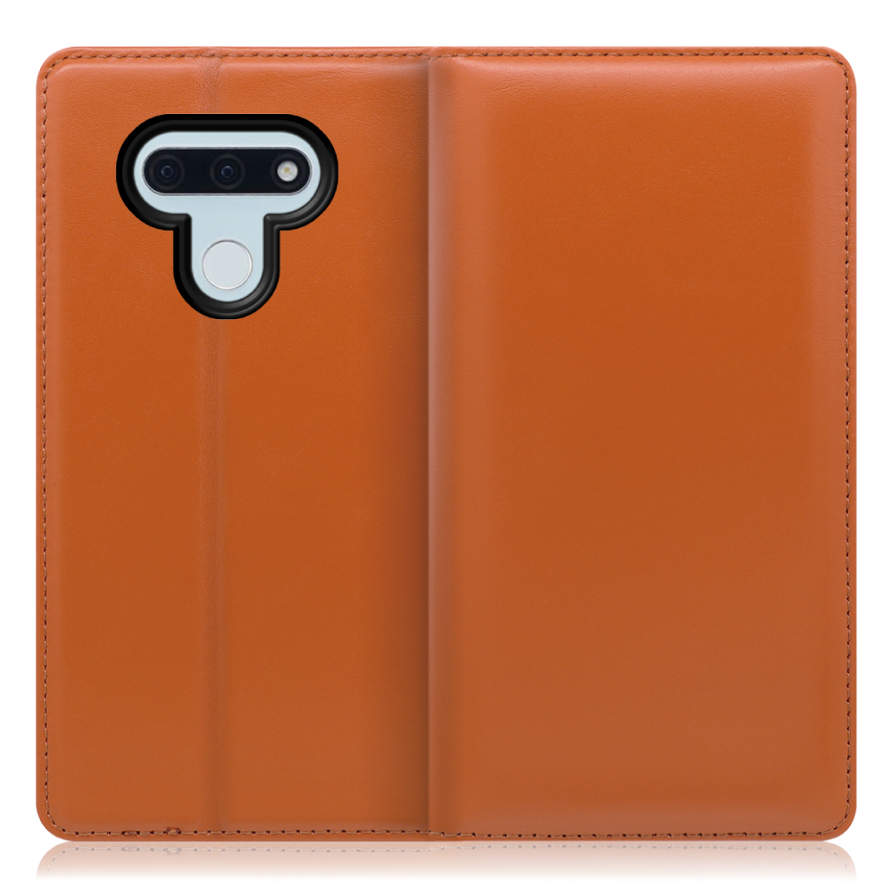 LOOF Simplle LG style3 / L-41A 用 [オレンジ]本革 マグネット不使用 手帳型ケース カード収納 幅広ポケット ベルトなし