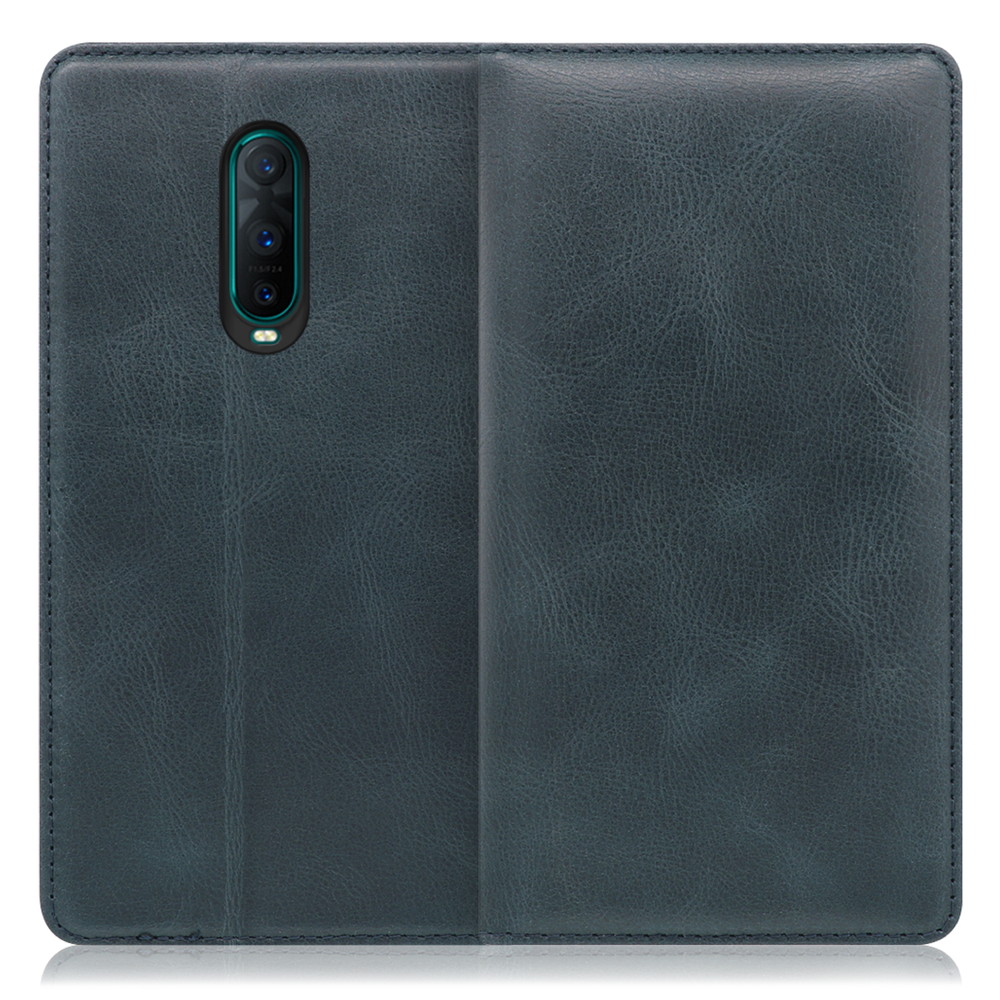 LOOF Simplle OPPO R17 Pro 用 [テールグリーン]本革 マグネット不使用 手帳型ケース カード収納 幅広ポケット ベルトなし