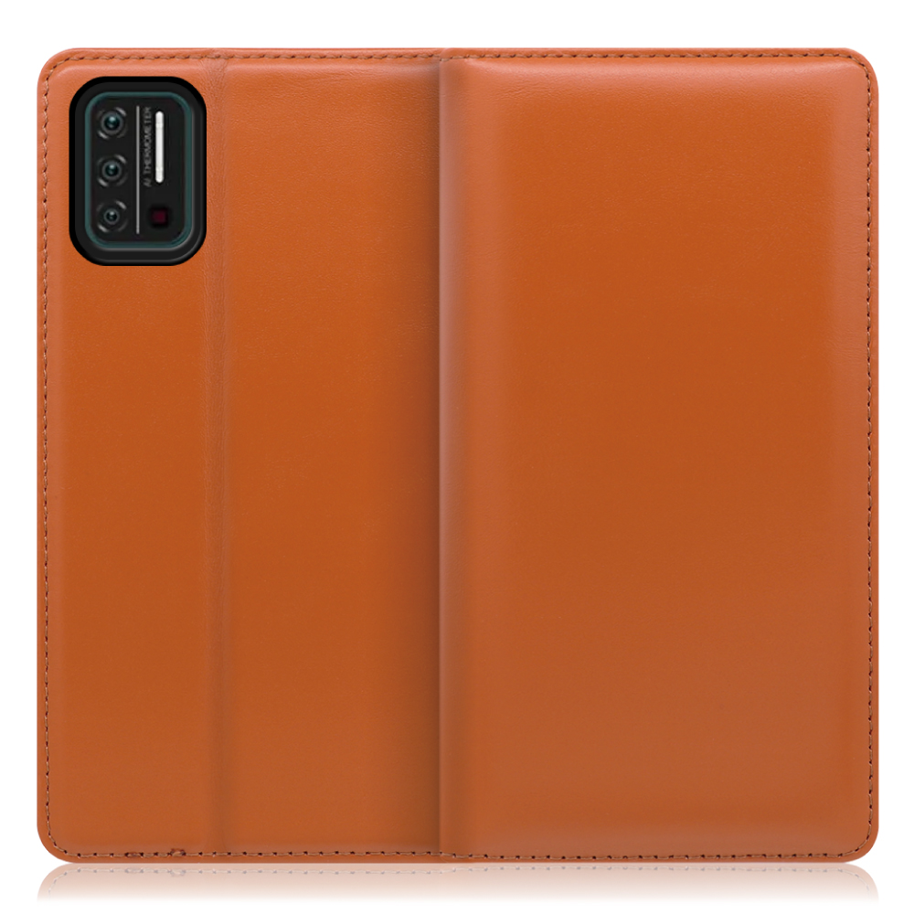 LOOF Simplle UMIDIGI A7S 用 [オレンジ]本革 マグネット不使用 手帳型ケース カード収納 幅広ポケット ベルトなし