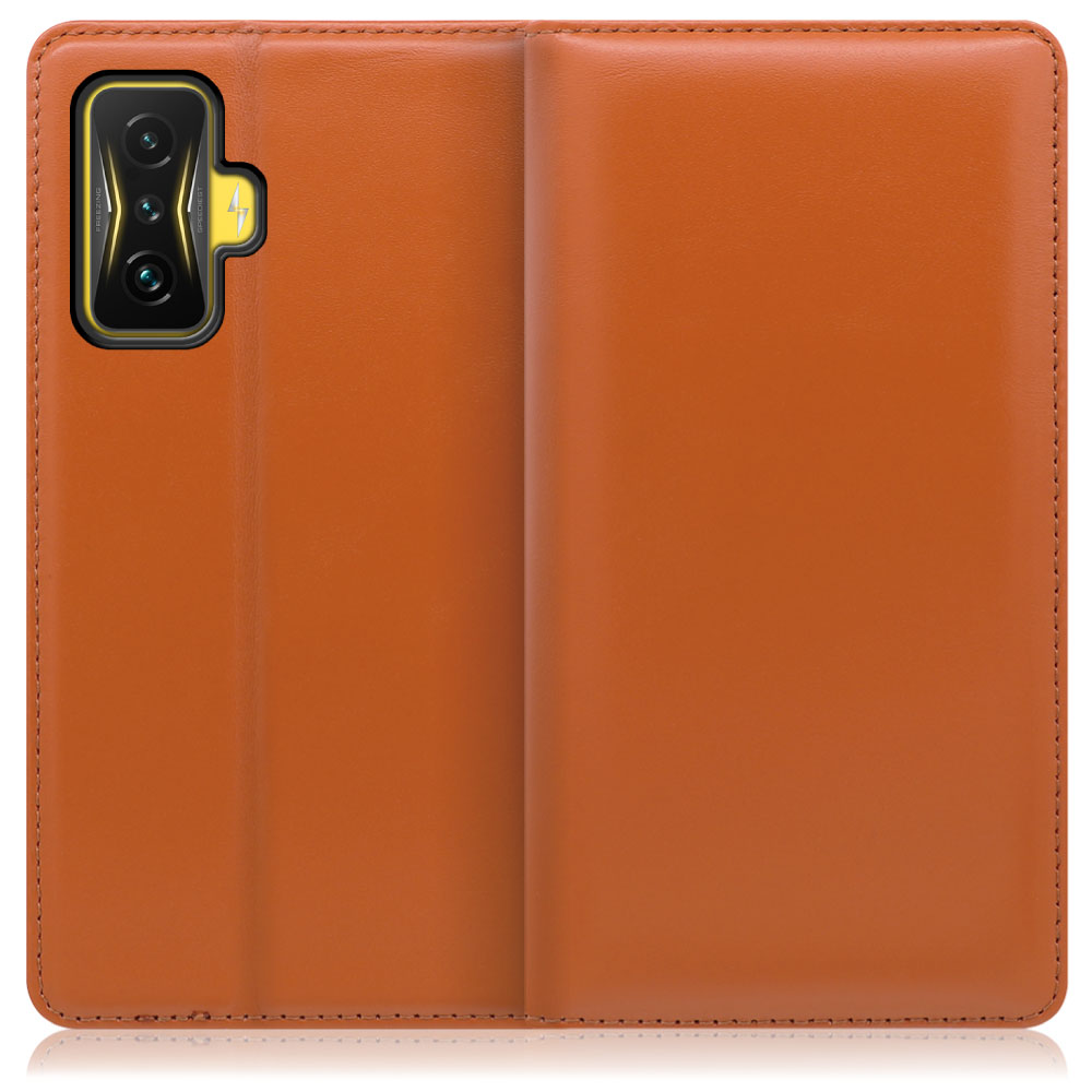 LOOF Simplle Series Xiaomi POCO F4 GT 用 [オレンジ]本革 マグネット不使用 手帳型ケース カード収納 幅広ポケット ベルトなし