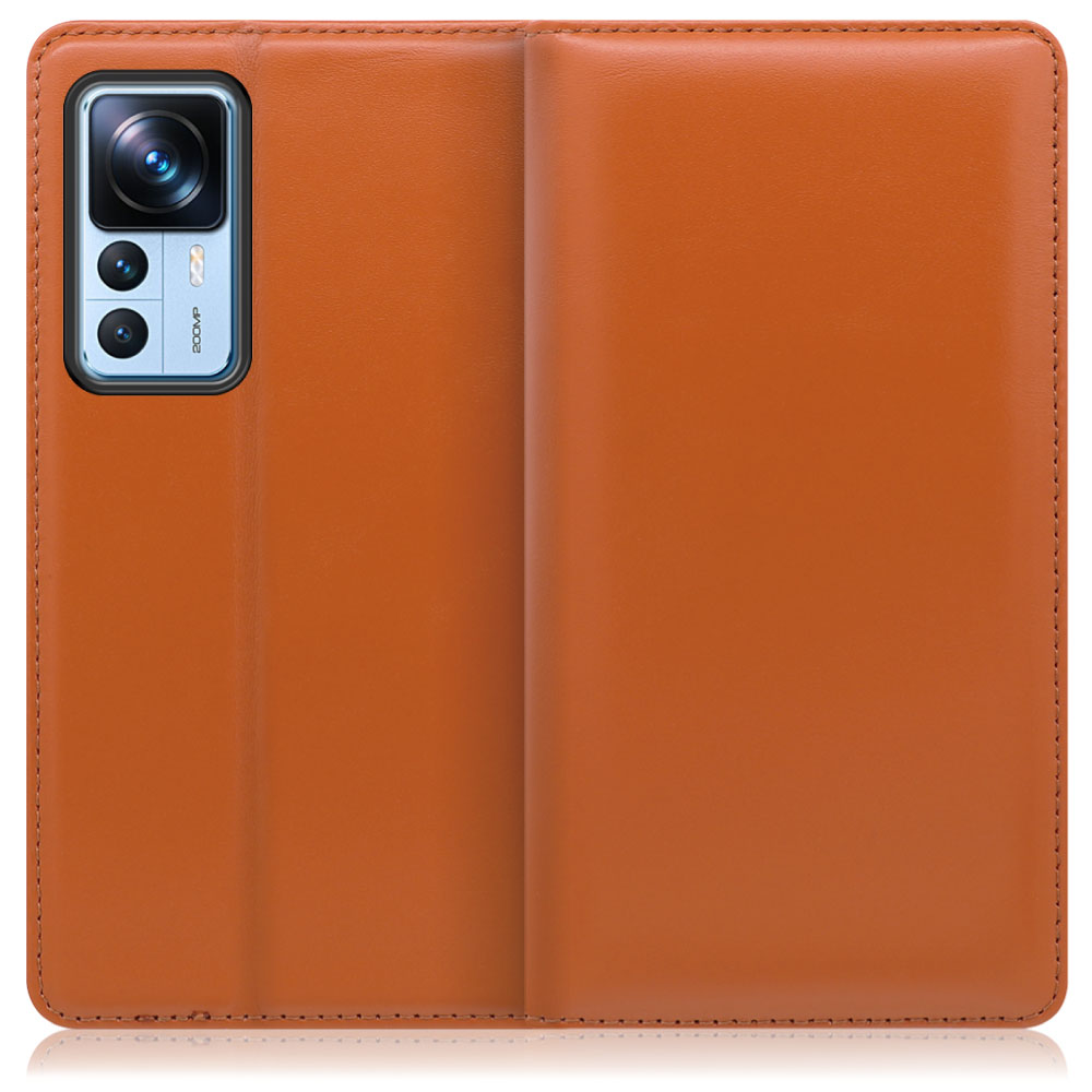 LOOF Simplle Series Xiaomi 12T Pro シャオミー 用 [オレンジ]本革 マグネット不使用 手帳型ケース カード収納 幅広ポケット ベルトなし