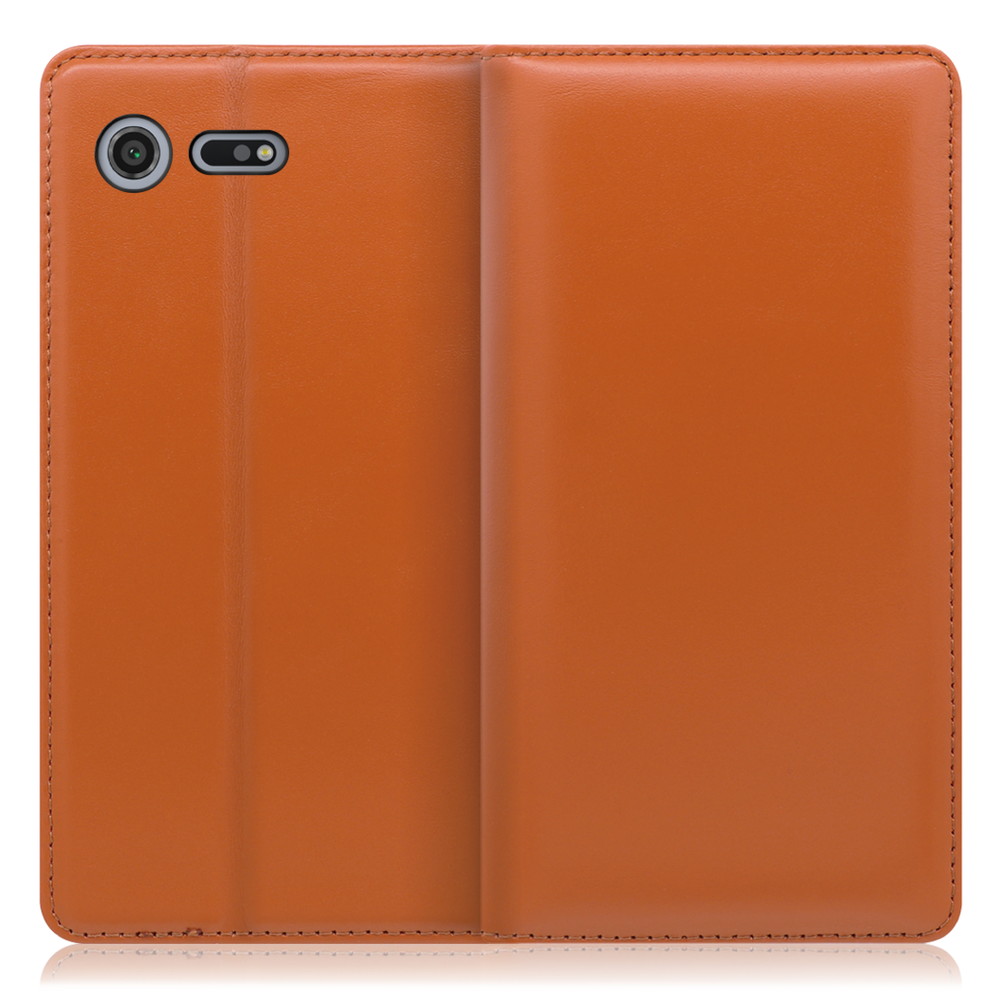 LOOF Simplle Xperia XZ Premium / SO-04J 用 [オレンジ]本革 マグネット不使用 手帳型ケース カード収納 幅広ポケット ベルトなし