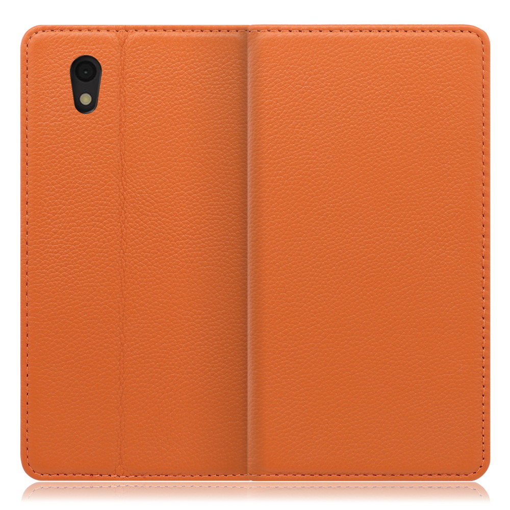LOOF Pastel Android One S3 用 [オレンジ] 丈夫な本革 お手入れ不要 手帳型ケース カード収納 幅広ポケット ベルトなし