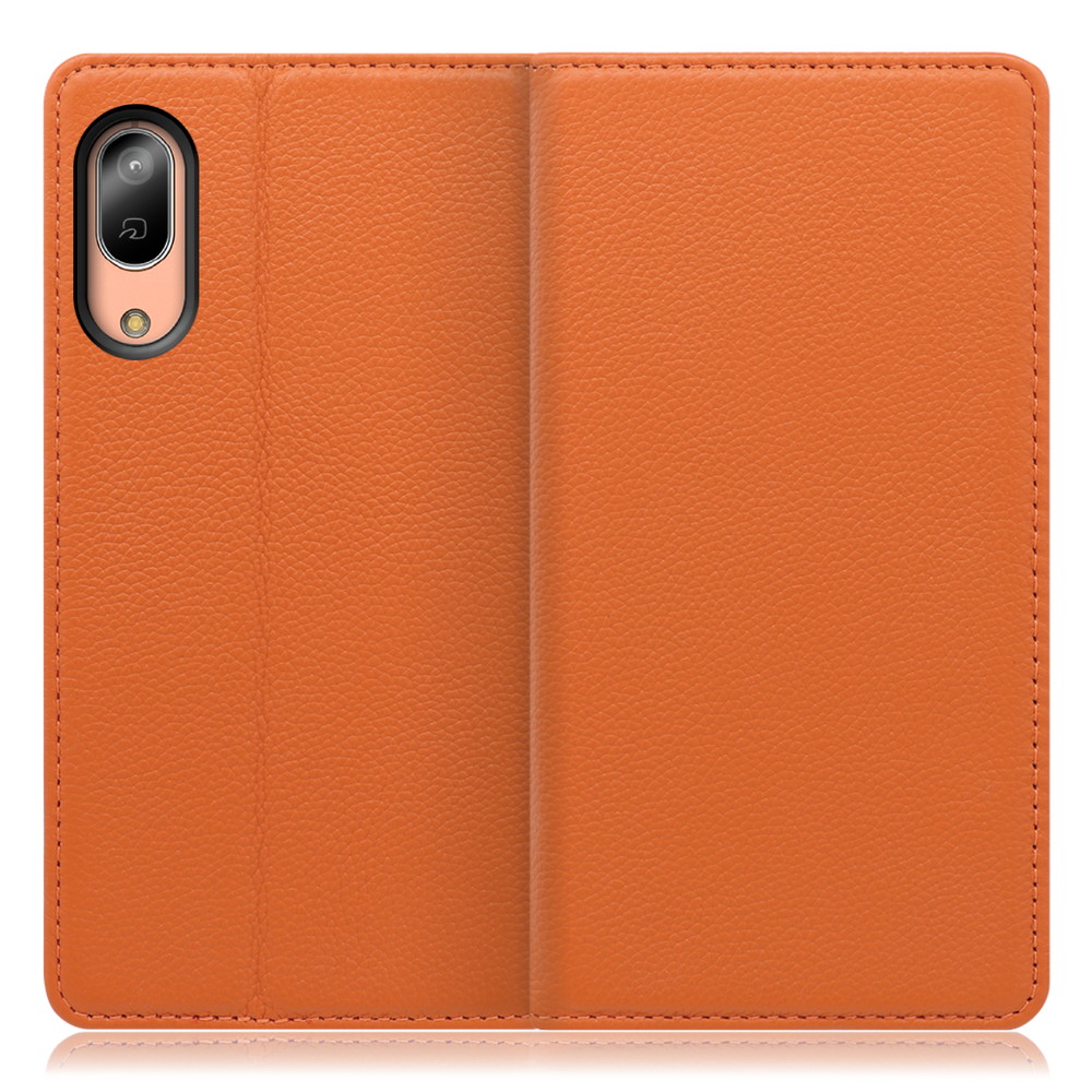 LOOF Pastel Android One S7 用 [オレンジ] 丈夫な本革 お手入れ不要 手帳型ケース カード収納 幅広ポケット ベルトなし