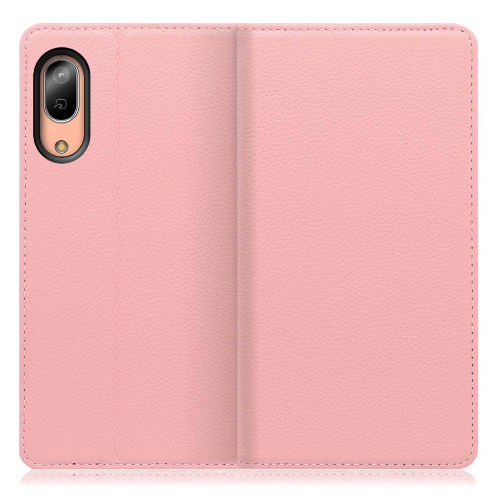 LOOF Pastel Android One S7 用 [ピンク] 丈夫な本革 お手入れ不要 手帳型ケース カード収納 幅広ポケット ベルトなし