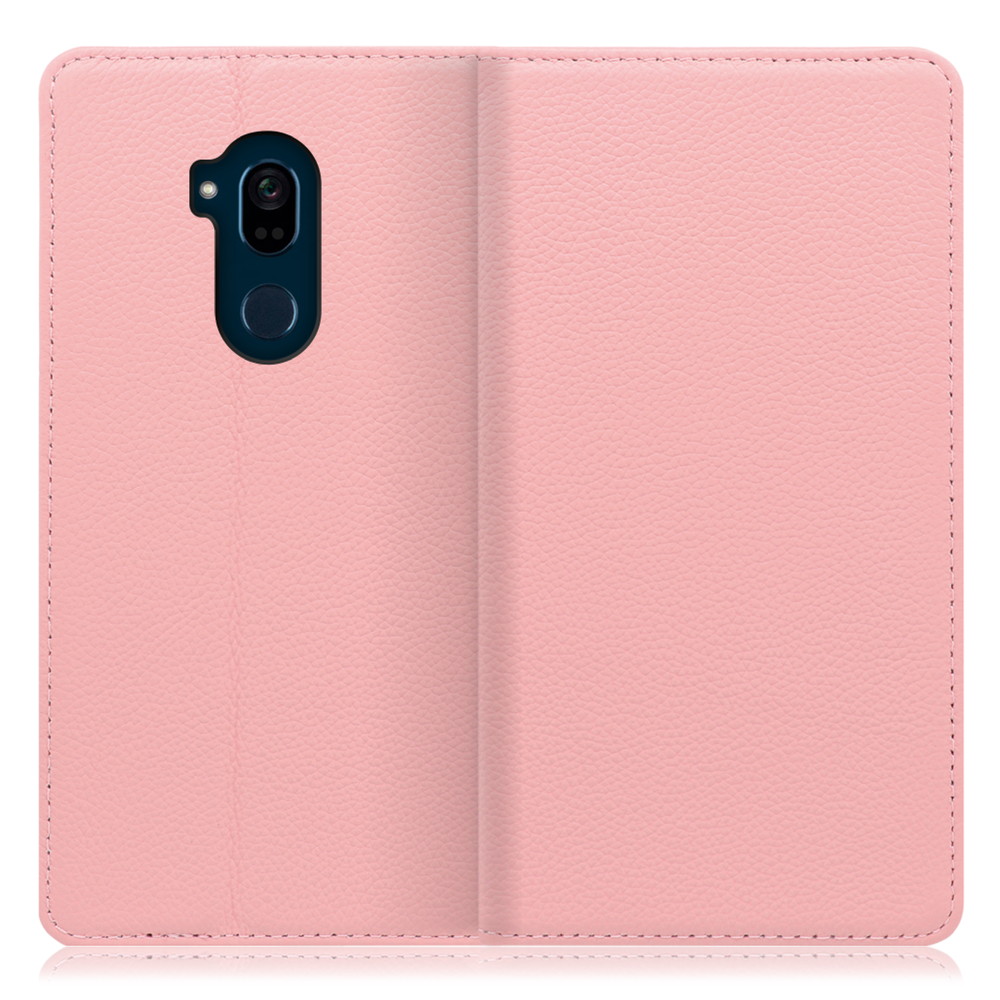 LOOF Pastel Android One X5 用 [ピンク] 丈夫な本革 お手入れ不要 手帳型ケース カード収納 幅広ポケット ベルトなし