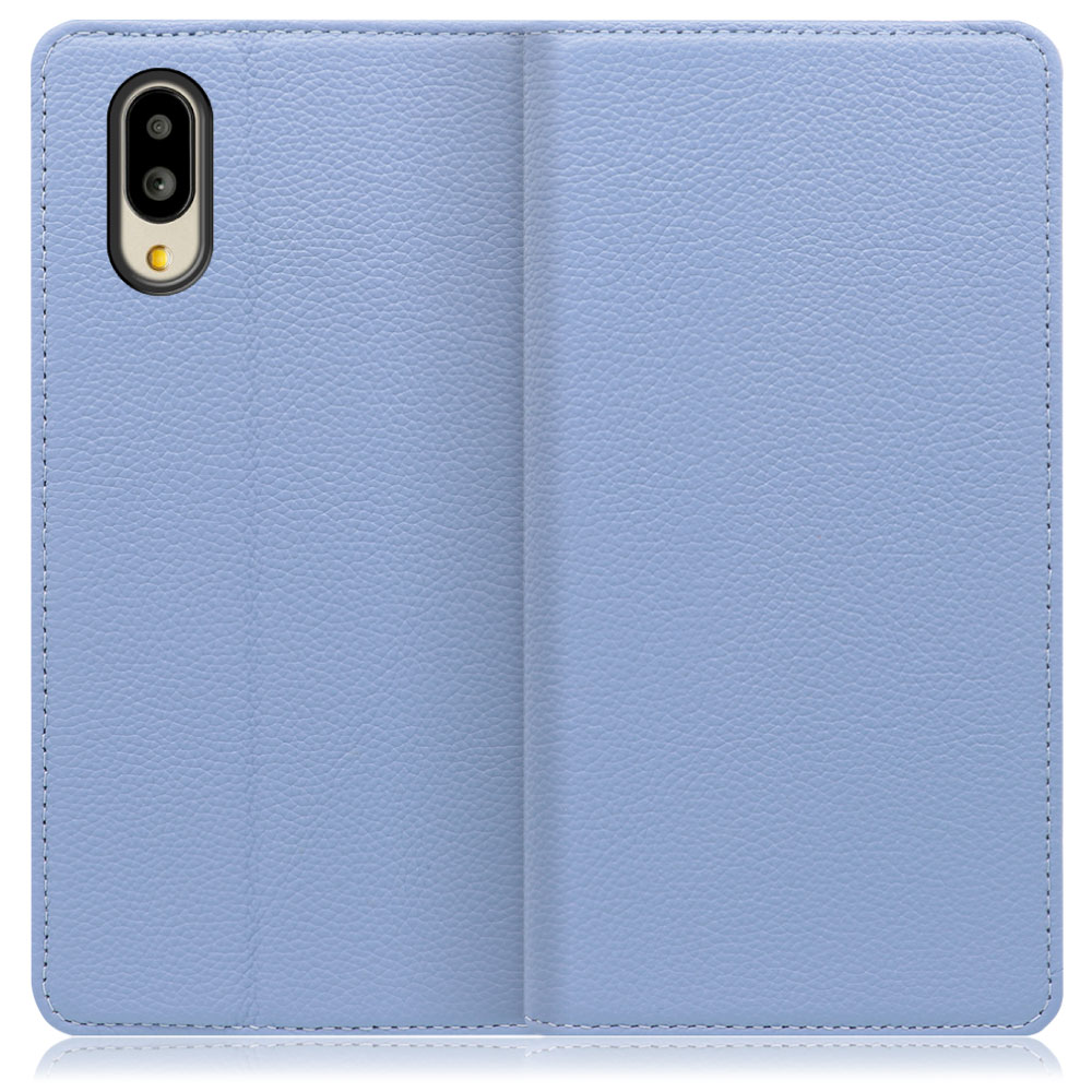 LOOF Pastel Series AQUOS シンプルスマホ6 [ブルー] 丈夫な本革 お手入れ不要 手帳型ケース カード収納 幅広ポケット ベルトなし