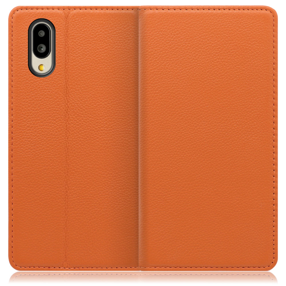 LOOF Pastel Series AQUOS シンプルスマホ6 [オレンジ] 丈夫な本革 お手入れ不要 手帳型ケース カード収納 幅広ポケット ベルトなし
