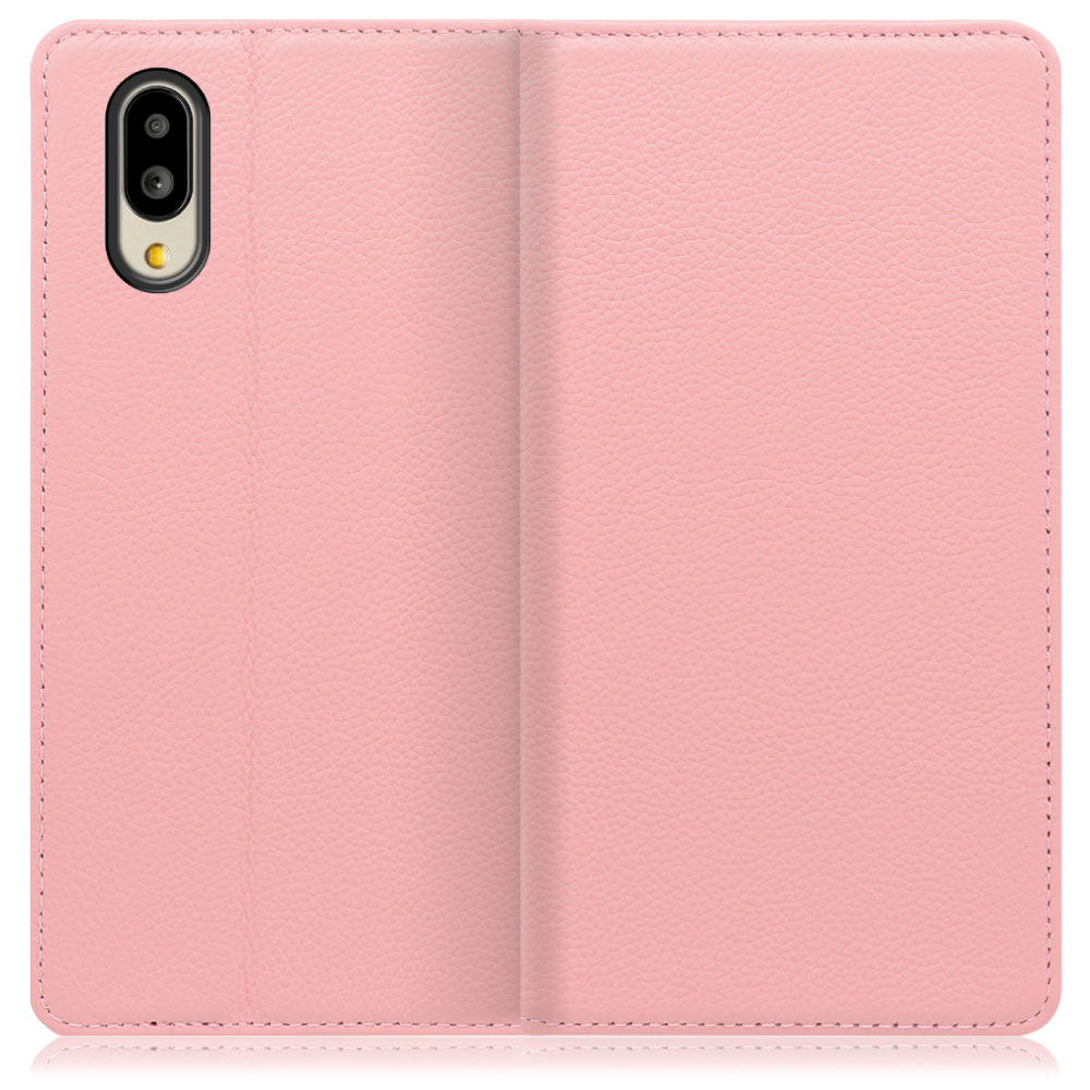 LOOF Pastel Series AQUOS シンプルスマホ6 [ピンク] 丈夫な本革 お手入れ不要 手帳型ケース カード収納 幅広ポケット ベルトなし