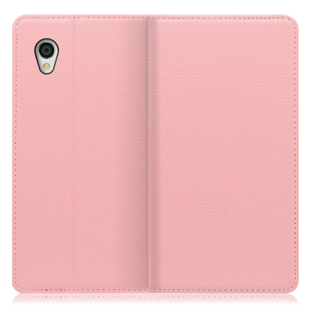 LOOF Pastel AQUOS sense 2 / sense2 かんたん / SHV43 / SH-01L / SH-M08w 用 [ピンク] 丈夫な本革 お手入れ不要 手帳型ケース カード収納 幅広ポケット ベルトなし