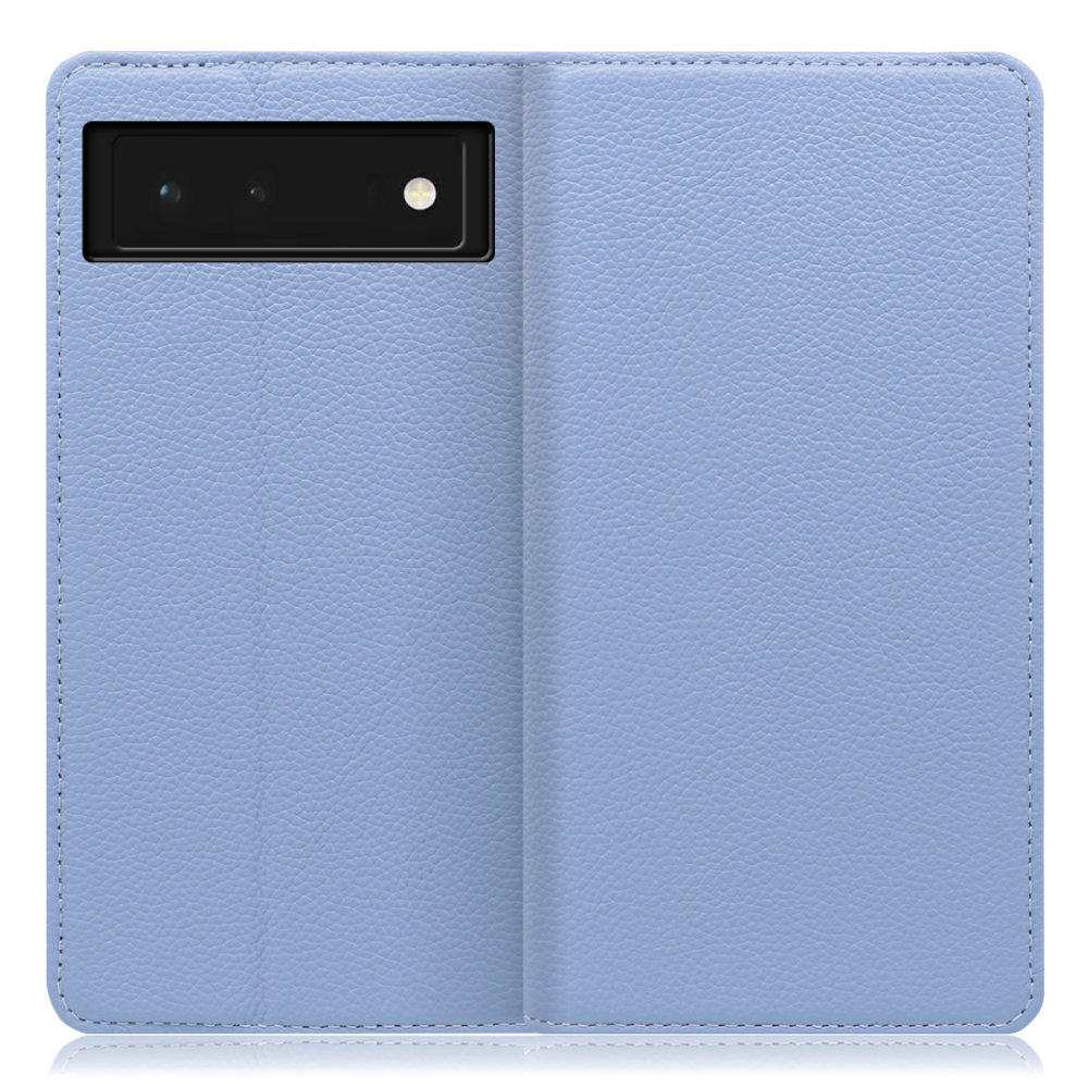LOOF Pastel Series Google Pixel 6 [ブルー] 丈夫な本革 お手入れ不要 手帳型ケース カード収納 幅広ポケット ベルトなし