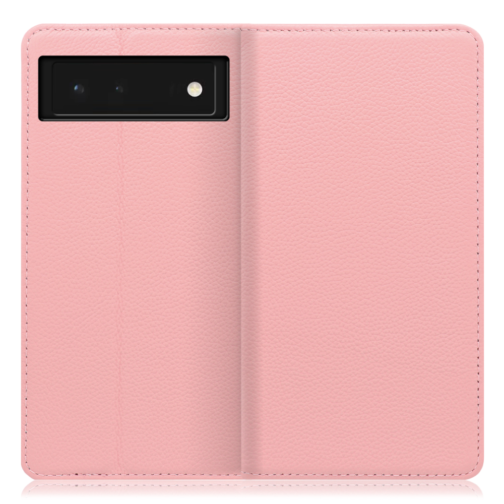 LOOF Pastel Series Google Pixel 6 [ピンク] 丈夫な本革 お手入れ不要 手帳型ケース カード収納 幅広ポケット ベルトなし