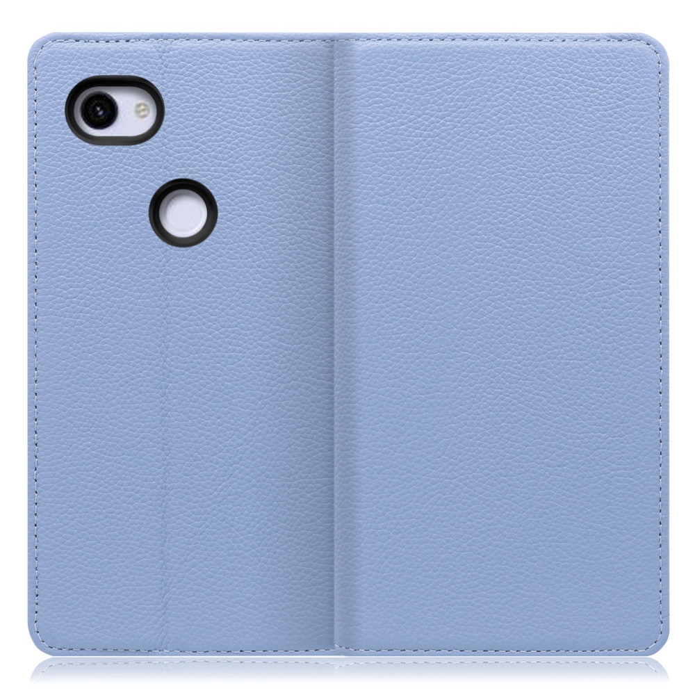 LOOF Pastel Google Pixel 3a XL 用 [ブルー] 丈夫な本革 お手入れ不要 手帳型ケース カード収納 幅広ポケット ベルトなし