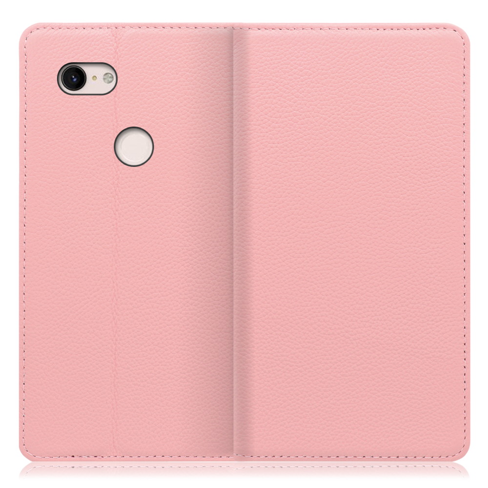 LOOF Pastel Google Pixel 3 XL 用 [ピンク] 丈夫な本革 お手入れ不要 手帳型ケース カード収納 幅広ポケット ベルトなし