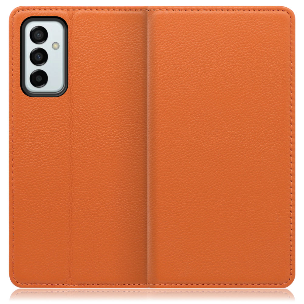 LOOF Pastel Galaxy M23 5G 用 [オレンジ] 丈夫な本革 お手入れ不要 手帳型ケース カード収納 幅広ポケット ベルトなし