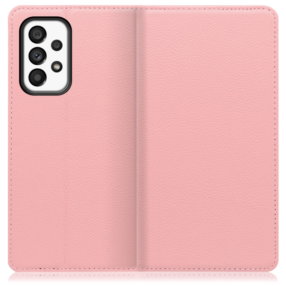 LOOF Pastel Galaxy A53 5G / SC-53C / SCG15 用 [ピンク] 丈夫な本革 お手入れ不要 手帳型ケース カード収納 幅広ポケット ベルトなし