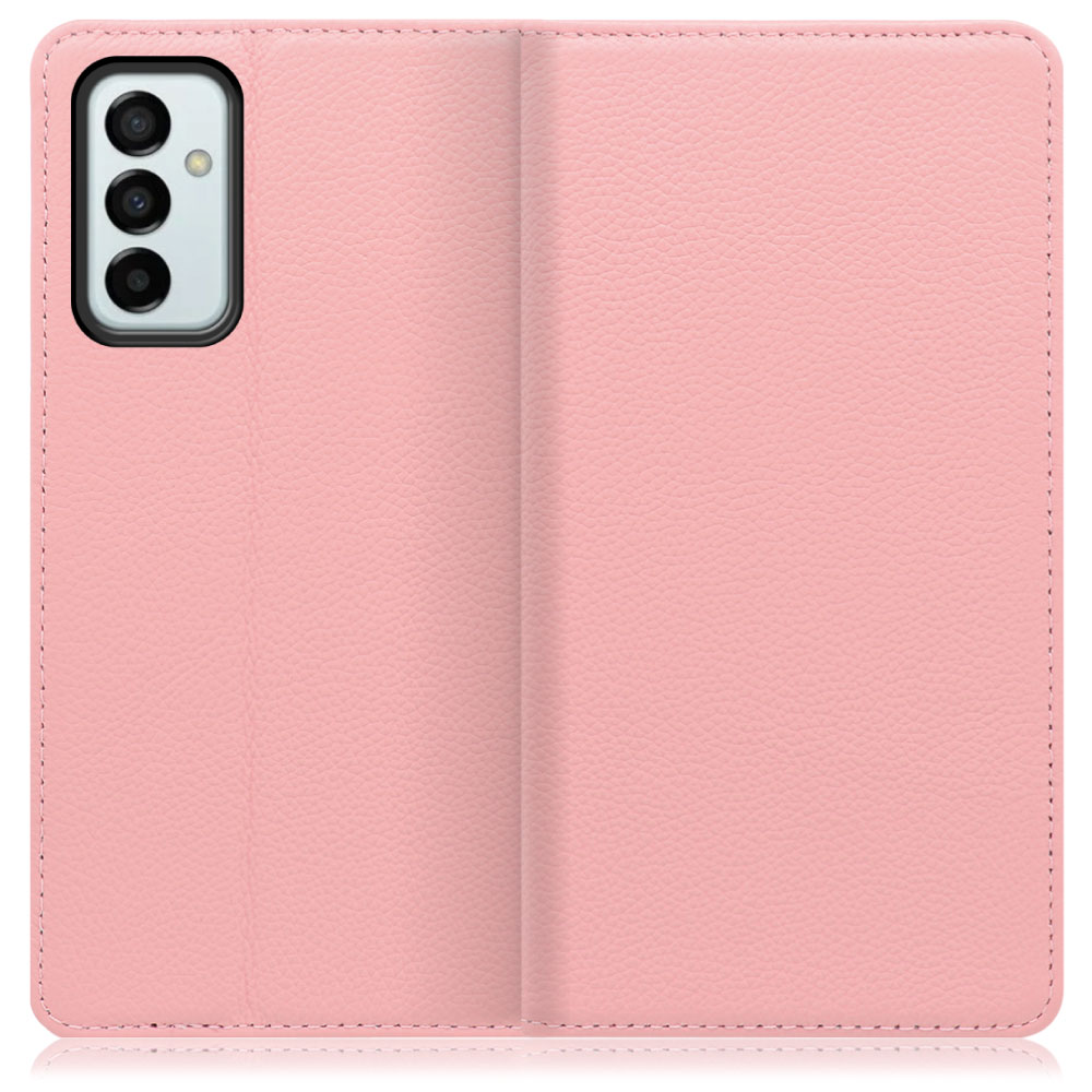 LOOF Pastel Galaxy M23 5G 用 [ピンク] 丈夫な本革 お手入れ不要 手帳型ケース カード収納 幅広ポケット ベルトなし
