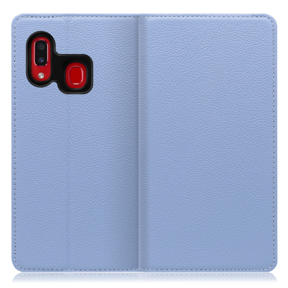 LOOF Pastel Galaxy A30 / SCV43 用 [ブルー] 丈夫な本革 お手入れ不要 手帳型ケース カード収納 幅広ポケット ベルトなし