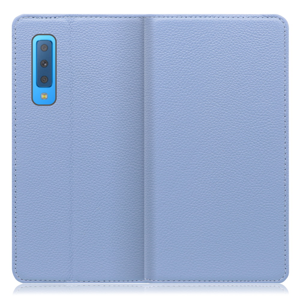 LOOF Pastel Galaxy A7 / SM-A750C 用 [ブルー] 丈夫な本革 お手入れ不要 手帳型ケース カード収納 幅広ポケット ベルトなし