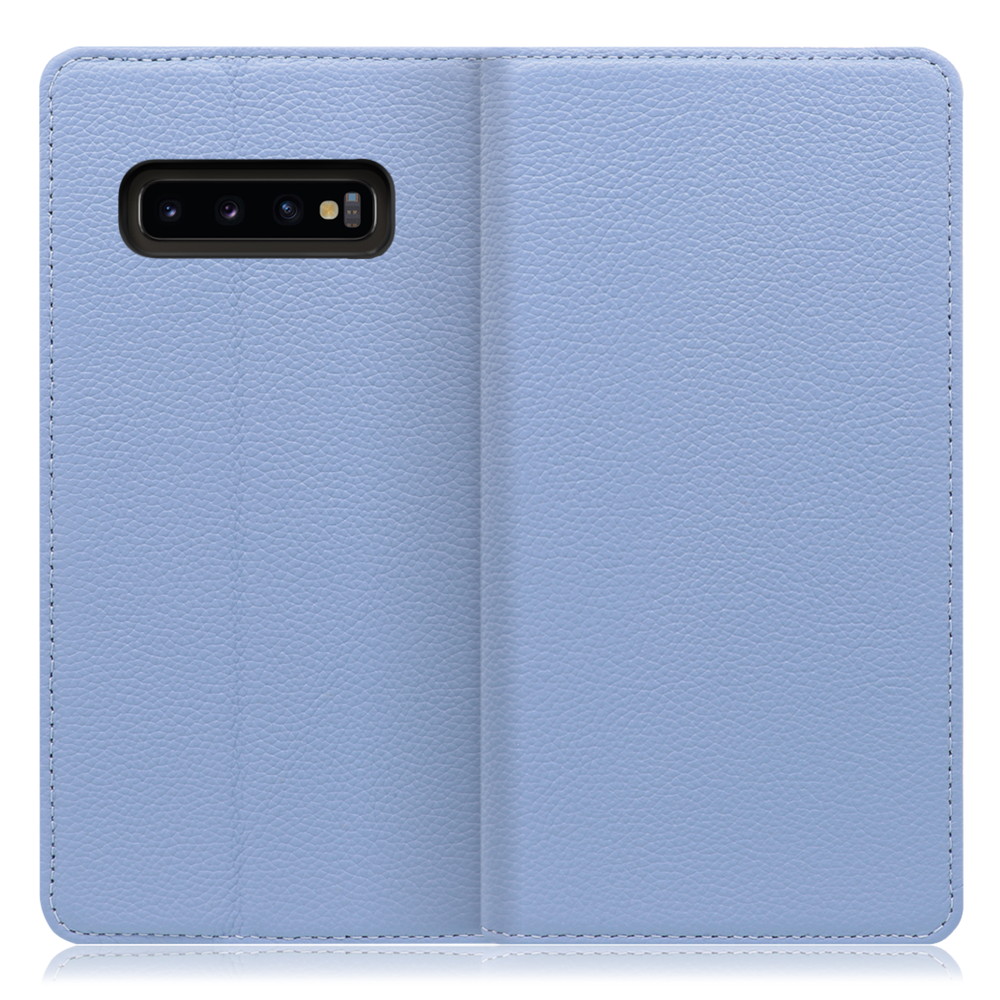 LOOF Pastel Galaxy S10+ / SC-04L / SCV42 用 [ブルー] 丈夫な本革 お手入れ不要 手帳型ケース カード収納 幅広ポケット ベルトなし