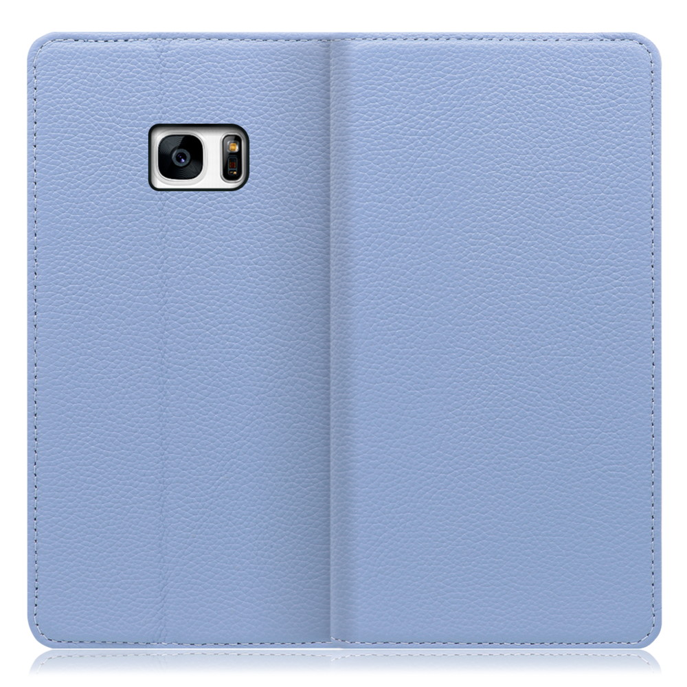 LOOF Pastel Galaxy S7 edge / SC-02H / SCV33 用 [ブルー] 丈夫な本革 お手入れ不要 手帳型ケース カード収納 幅広ポケット ベルトなし