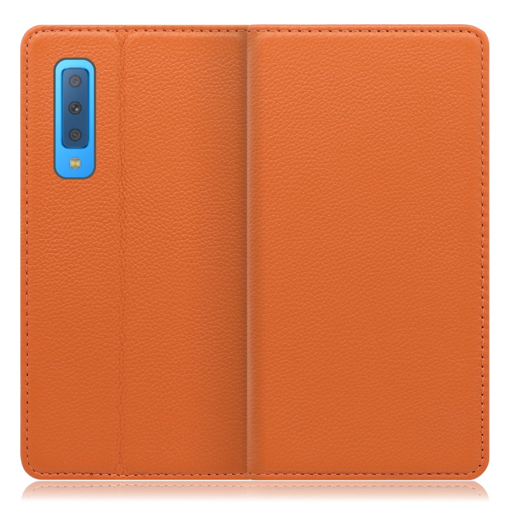 LOOF Pastel Galaxy A7 / SM-A750C 用 [オレンジ] 丈夫な本革 お手入れ不要 手帳型ケース カード収納 幅広ポケット ベルトなし