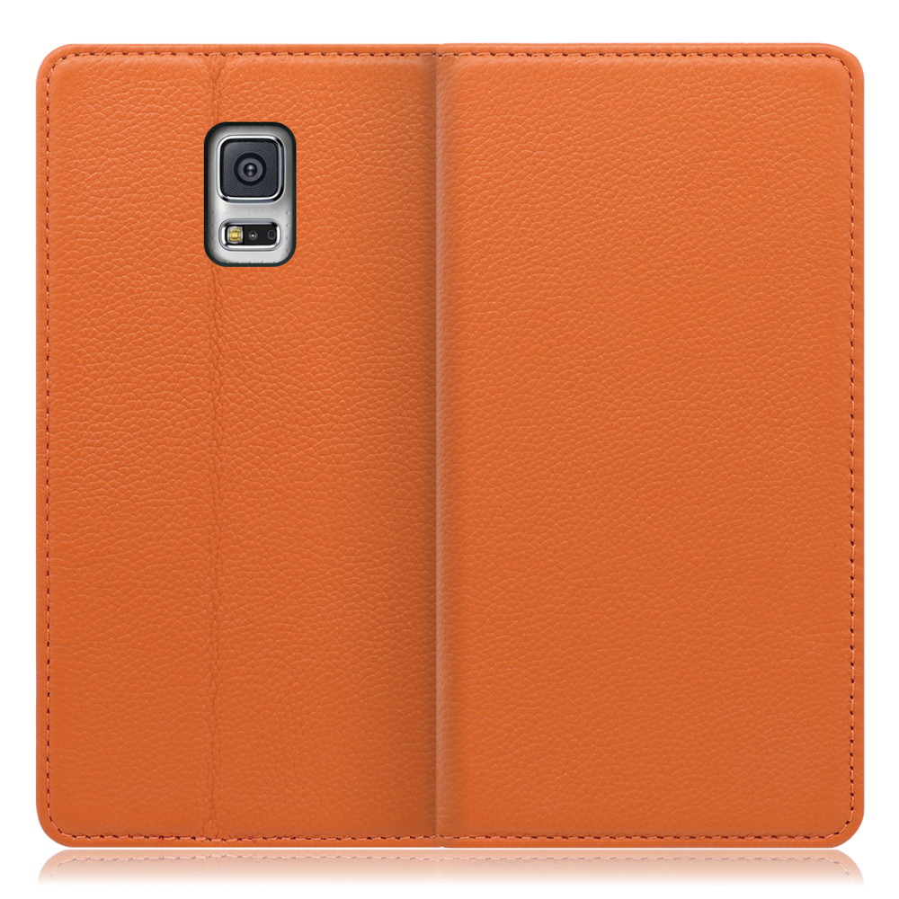LOOF Pastel Galaxy S5 / SC-04F 用 [オレンジ] 丈夫な本革 お手入れ不要 手帳型ケース カード収納 幅広ポケット ベルトなし
