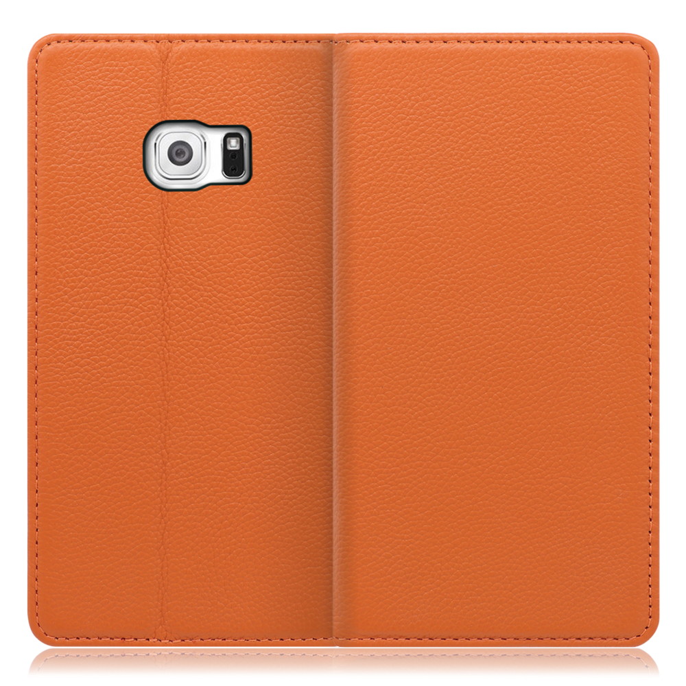 LOOF Pastel Galaxy S6 / SC-05G 用 [オレンジ] 丈夫な本革 お手入れ不要 手帳型ケース カード収納 幅広ポケット ベルトなし