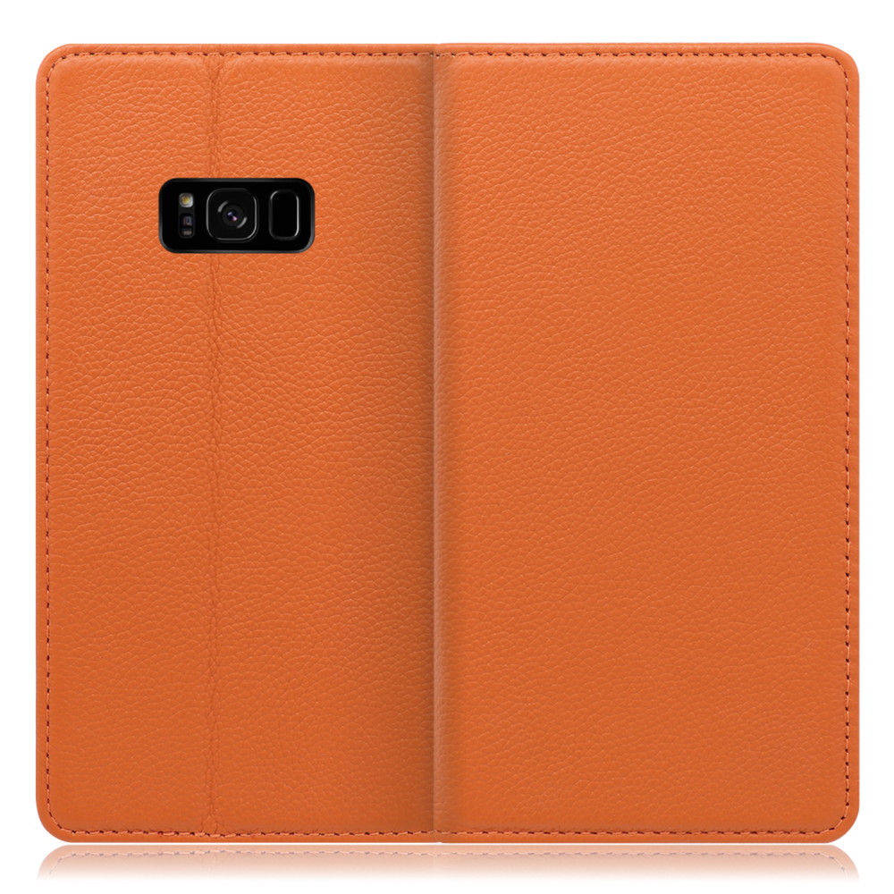 LOOF Pastel Galaxy S8 / SC-02J / SCV36 用 [オレンジ] 丈夫な本革 お手入れ不要 手帳型ケース カード収納 幅広ポケット ベルトなし