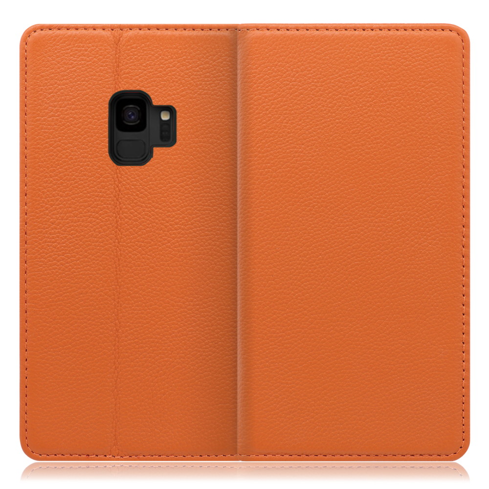 LOOF Pastel Galaxy S9 / SC-02K / SCV38 用 [オレンジ] 丈夫な本革 お手入れ不要 手帳型ケース カード収納 幅広ポケット ベルトなし
