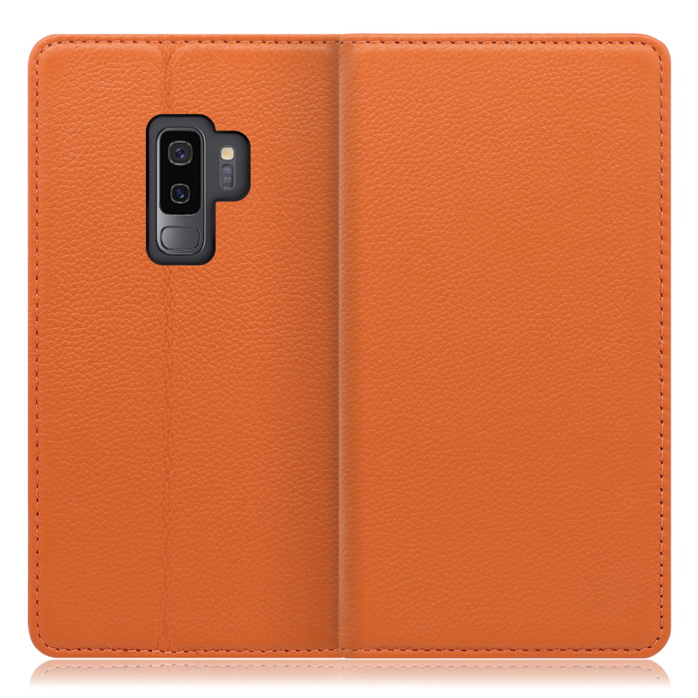 LOOF Pastel Galaxy S9+ / SC-03K / SCV39 用 [オレンジ] 丈夫な本革 お手入れ不要 手帳型ケース カード収納 幅広ポケット ベルトなし