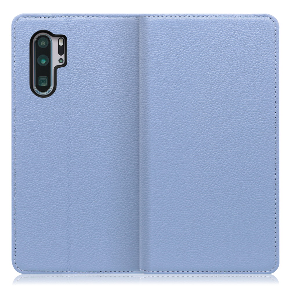 LOOF Pastel HUAWEI P30 Pro 用 [ブルー] 丈夫な本革 お手入れ不要 手帳型ケース カード収納 幅広ポケット ベルトなし