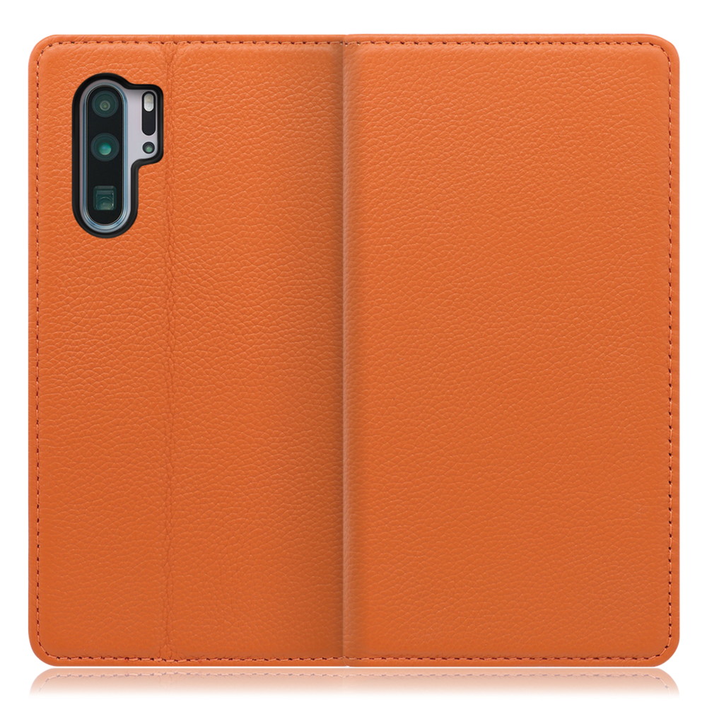 LOOF Pastel HUAWEI P30 Pro 用 [オレンジ] 丈夫な本革 お手入れ不要 手帳型ケース カード収納 幅広ポケット ベルトなし
