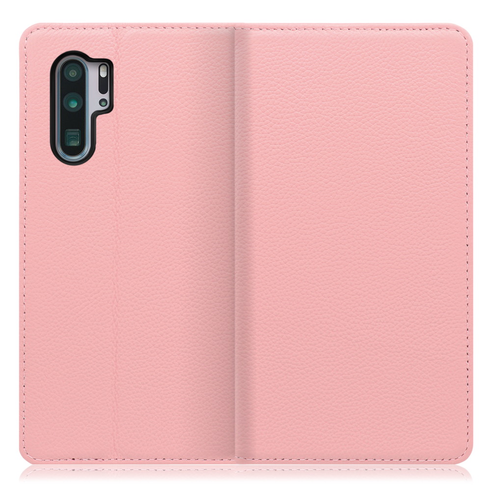 LOOF Pastel HUAWEI P30 Pro 用 [ピンク] 丈夫な本革 お手入れ不要 手帳型ケース カード収納 幅広ポケット ベルトなし