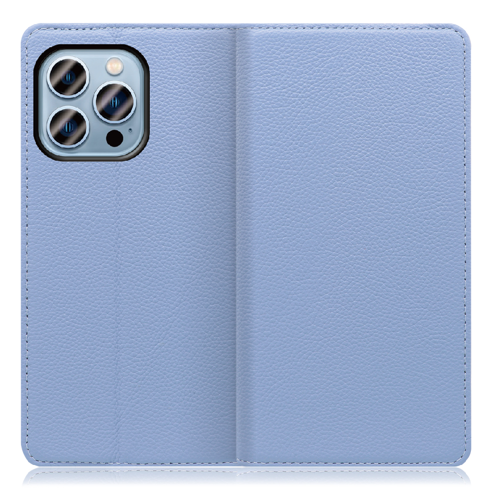 LOOF Pastel Series iPhone 13 Pro [ブルー] 丈夫な本革 お手入れ不要 手帳型ケース カード収納 幅広ポケット ベルトなし